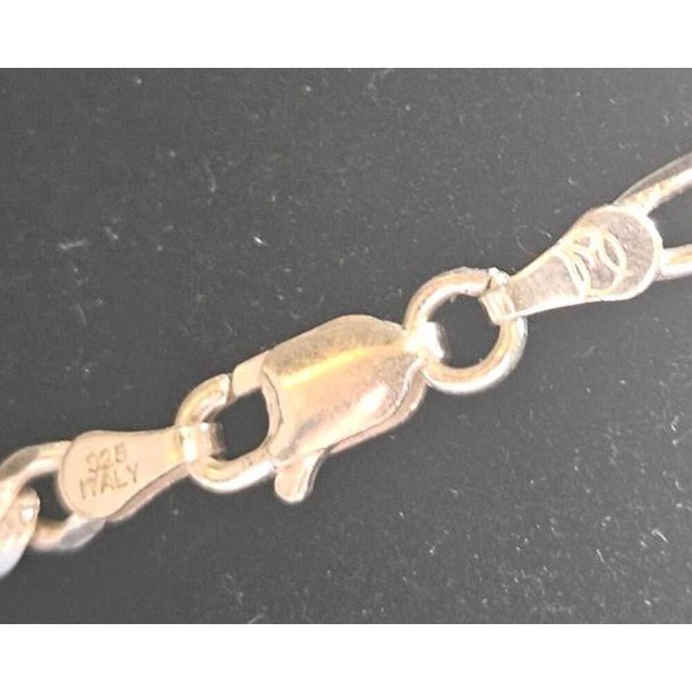 20in Sterling Silver 3.7mm Diamond Cut Figaro Necklace Chain - Picture 8 of 12